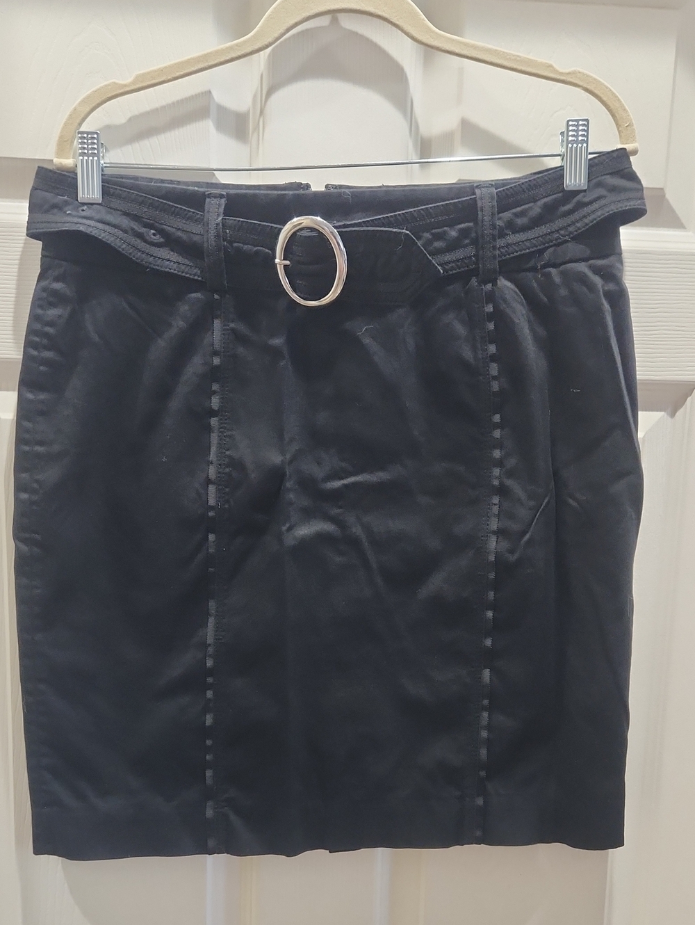 White House Black Market Black Pencil Skirt with Oval Buckle